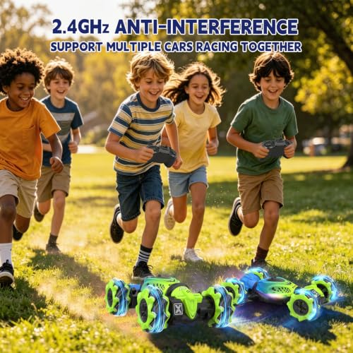 Remote Control Car - RC Drift Car Gesture Sensing Toy Boy Age 6-8-12 Gifts | Gesture Sensing RC Stunt Car for Kids Toys 6 7 8 9 10 11 12 Year Old Boy Birthday Christmas Presents with Lights Music - color: Green