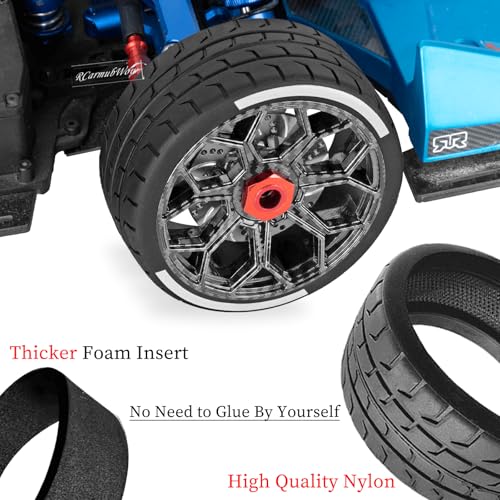 RC Wheels and Tires for 1/8 Typhon 6S BLX,1/7 Infraction 6S BLX,Limitless,RC Wheels and RC Tires Soft Tires Truck Tire Highway Tires,Black with Carbon - color: Black W/Carbon(4pcs)