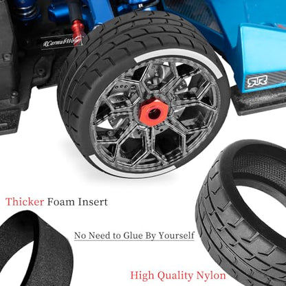 RC Wheels and Tires for 1/8 Typhon 6S BLX,1/7 Infraction 6S BLX,Limitless,RC Wheels and RC Tires Soft Tires Truck Tire Highway Tires,Black with Carbon - color: Black W/Carbon(4pcs)