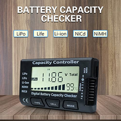 lipo Battery Checker Battery Tester Controller Tester | Voltage Tester for LiPo/Life/Li-ion/NiCd/NiMH Digital Battery Capacity Checker