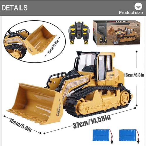 RC Skid Steer Loader Construction Truck 1/14 Remote Control Bulldozer Crawler with Lights 9 Channel RC Front Loader 360° Rotation 2.4G Full Function Engineering Vehicle Excavator Toys