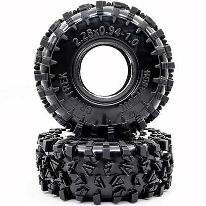 HOBBYSOUL 58mm Griptrek 1.0" Tires 4-Pack For RC Crawler TRX4M SCX24 AX24 | Super soft sticky mud tires with foam inserts,For 1/18 TRX4M & 1/24 AX24 FCX24 Enduro24 micro rock crawlers Upgrades - size: 1.0 tires - 58mm Tall