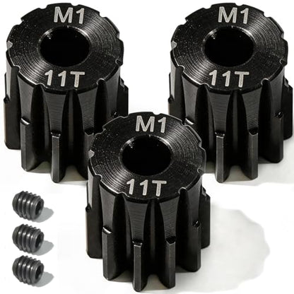 M1 Gear 11T 5mm Bore 3-Pack – High-Precision Hardened Steel Motor Pinion Gear for 1/8 1/10 RC Crawler, Monster Truck, Short Course Truck & Boat (Compatible with Traxxas Axial, FMS, HSP Redcat Losi) - style: M1 3Pcs 11T