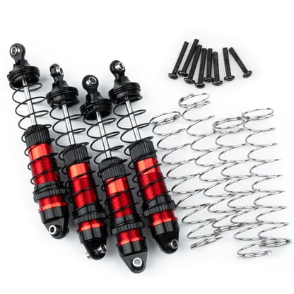 RC Shock Absorber Set Oil Damper for Losi 1/18 Mini LMT 4X4 Brushed | Monster Truck RTR Upgrade Parts Red Aluminum Front Rear Universal Shock Absorber - color: Red