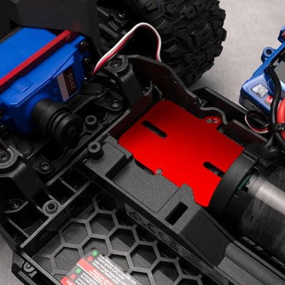 Electronic Mount Plate ESC Receiver Tray for Tra-xxas Mini Maxx | 4WD RTR Brushless Monster Truck 1/16 RC Car Upgrades Aluminum Red - color: Red