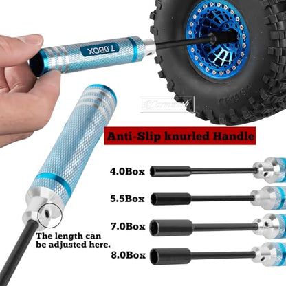 RC Tool Kit 1.5/2.0/2.5/3.0mm Hex,4.0/5.5/7.0/8.0mm Nut Driver,17mm Wheel Hex,Shock Plier,Bearing Tool,Screwdriver Set for 1/10 Trx4 Slash 4X4 BL-2S SCX10 III,SENTON L0S1 1/8,1/6 Trx6,Blue - color: Navy Blue(1set)