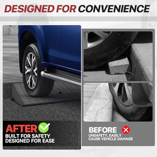 Rubber Curb Ramp 5.9" Rise Height, Sidewalk Curb Ramp for Forklift Truck, Car, SUV, Wheelchair, Bike; Driveway Threshold Bridge Ramp for Warehouse, Garage - size: 5.9" Rise