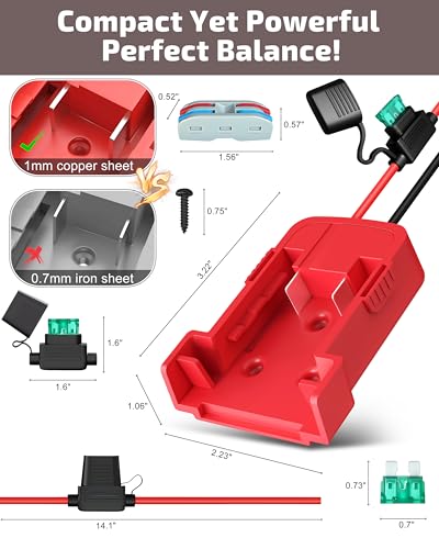 2-Pack 18V for Milwaukee M18 Battery Adapter for Power Wheels Battery Upgrade Conversion Kit with Wire Connectors Fuses 12AWG Wire Power Tool Drill Battery Converter Adapter for Kids Car, RC, DIY, Etc - size: 2-Pack