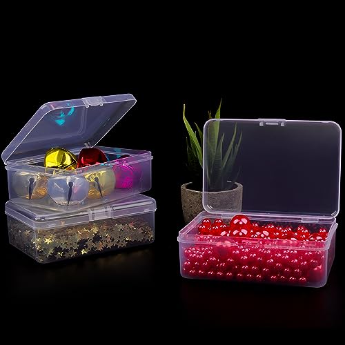 Clear Plastic Beads Storage Containers Empty Mini Storage Containers Box,12 Pack Plastic Storage Containers with Lids,Beads Storage Box with Hinged Lid for Beads,Earplugs,Pins, Small Items (4.1 x 2.9 - size: 4.1 x 2.9 x 1 inch