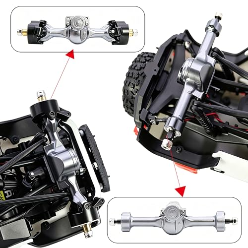 Aluminum Front Rear Axles Set Assembly with Steering Link Brass Steering Knuckles CVD for Axial SCX30 Bronco Wrangler K10 1/30 RC Crawler Car ﻿ (Titanium) - color: Titanium