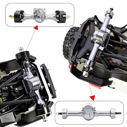 Aluminum Front Rear Axles Set Assembly with Steering Link Brass Steering Knuckles CVD for Axial SCX30 Bronco Wrangler K10 1/30 RC Crawler Car ﻿ (Titanium) - color: Titanium