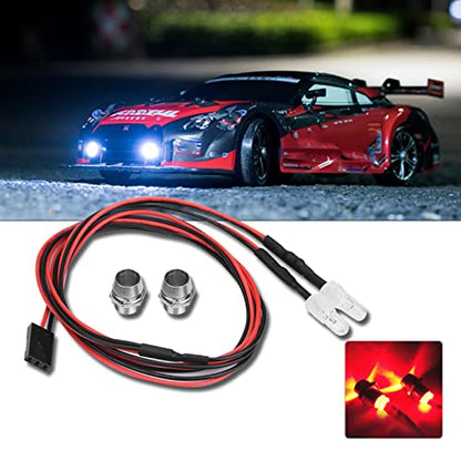 2Pcs RC Light Kit, 5mm RC LED Light Kits, High Brightness Car Light Kit, High Simulation Taillight Headlights for 1:10 Type Drift Car, No. 12 Light Red Light