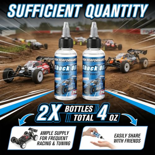 2 Bottles Racing Silicone Shock Oil 60WT 810CST | RC Car Shock Oil for Lubricating R/C Radio Controlled Cars and All Types of Vehicles, RC Shock Oil, Does Not Evaporate