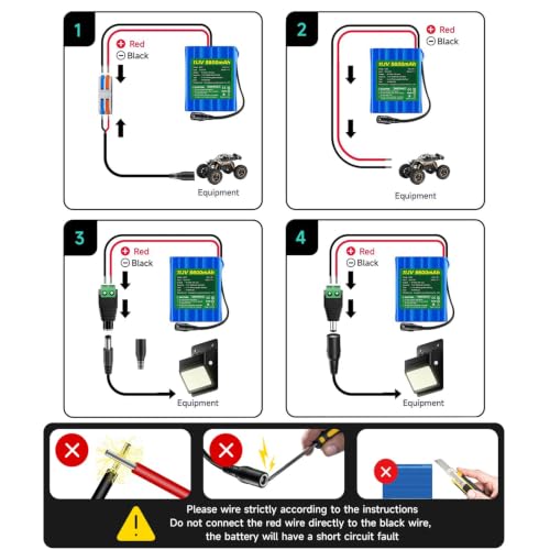 CITYORK 12V Lithium Battery 5600mAh with Charger, Bare-Leads, Cable Connector, 12V Rechargeable Battery for DIY Projects, Speaker Box, RC Car, LED Light Strip, CCTV Camera, etc (9-12.6V)