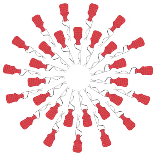 30-Pack Mini Clips RC Cars Body Clip Pins with Pull Tabs for 1/24 1/28 1/36 Scale Micro Trucks Compatible with Axial SCX24 Wrangler JLU CRC JT Gladiator FCX24 WLtoys K969 RC Cars (Red) - color: 0.7mm