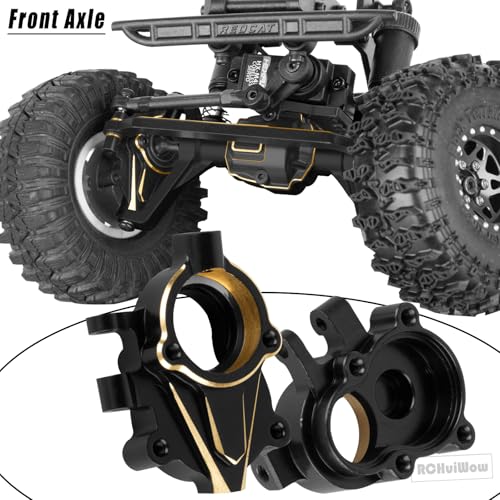 RC Upgrades Part for 1/18 Ascent-18,Aluminium Front & Rear Portal Axles,Brass Outer Portal Housing,Diff Cover,Skid Plate,Servo Mount,Steering Knuckle,Steering Link,Black - color: Black W/Black