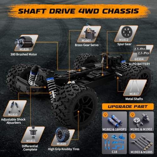 HAIBOXING 18859 1:18 Scale RC Monster Truck 36km/h Speed, 4X4 Off Road Cars | Remote Control Waterproof Electric Powered RC Cars, All Terrain Toys Vehicles with 2 Batteries, Xmas Gifts for Kid and Adults - style: 1/18 Truck