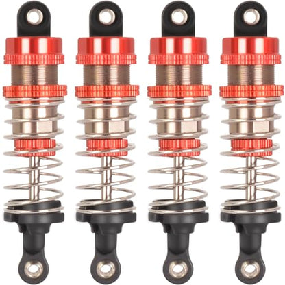 Oiled 4Pcs 66mm Aluminum Oil Shock Set for 1/12 1/14 1/16 RC Cars - Front/Rear Upgrade Compatible with WLtoys 144001, 124019, MJX 16208, HBX - color: Bz-silver-red-75mm