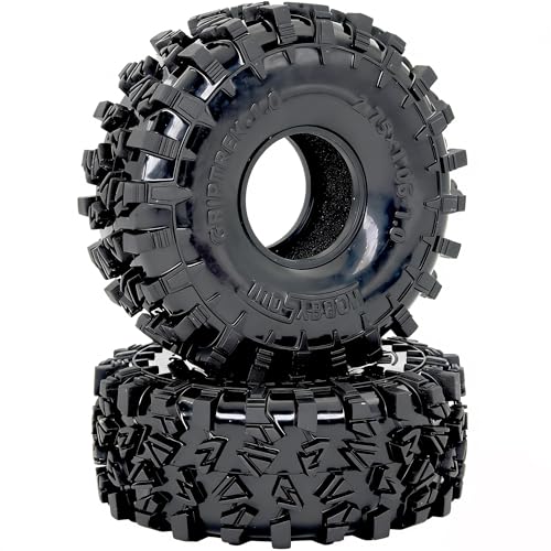 HOBBYSOUL 70mm Griptrek RC 1.0" Crawler Tires 4-Pack for SCX24 TRX4M | Super soft sticky mud tires, For 1/24 SCX24 & 1/18 TRX4M High Trail micro RC crawlers Upgrades - size: 1.0 tires - 70mm Tall