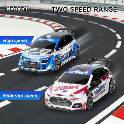 1:24 Remote Control Rally Car,4WD High Speed Remote Control Cars with LED Lights,Drift Car for Boys and Girls Age 6+ Blue - style: Blue Rally Car