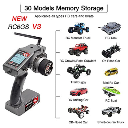 Radiolink RC6GS V3 2.4G 7 Channel RC Radio Transmitter and Gyro Receiver R7FG New Upgrade Remote Controller for RC Car Boat
