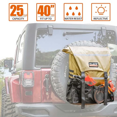 ALL-TOP Spare Tire Trash Bag, Heavy Duty Truck Tailgate Trash Bag, Cargo Storage Bag for Jeep, Truck, SUV or Car, Fit up to 40'' Tire (Gobi Tan) - color: Gobi Tan