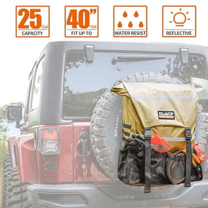 ALL-TOP Spare Tire Trash Bag, Heavy Duty Truck Tailgate Trash Bag, Cargo Storage Bag for Jeep, Truck, SUV or Car, Fit up to 40'' Tire (Gobi Tan) - color: Gobi Tan