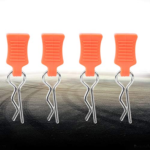 4pcs Universal RC Car Body Clips with Pull Tabs Pins for 1/8 1/10 /12 RC Car Shell Replacement Parts (Orange) - color: Orange