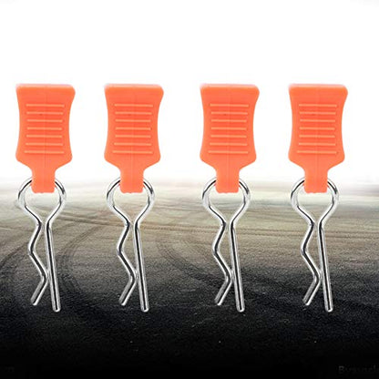 4pcs Universal RC Car Body Clips with Pull Tabs Pins for 1/8 1/10 /12 RC Car Shell Replacement Parts (Orange) - color: Orange