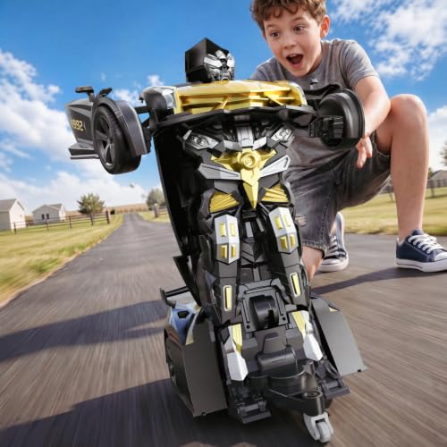 Veeniix V992 1:14 Scale 2-in-1 Transform RC Robot Car Toy, Golden | Gesture Sensing & Auto Deformation, LED Lights & Sound, 2 Batteries 60 Min Play, Durable ABS, Birthday Gift for Kids Ages 6+ - color: Golden