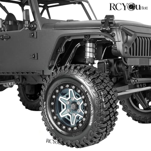 RC 1.9" Beadlock Wheels and Tires Set for 1/12 M-J-X H12Y H12Y+ H12P MN-128 RC Crawler,Wheels Tire OD 90MM/3.54",Aluminium Wheel Rims (4PCS),1.9" Beadlock Wheel Tires,Titanium - color: Titanium- (Wheel Tires)