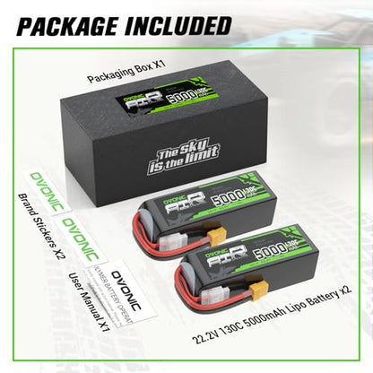 OVONIC 6S LiPo Battery 5000mAh 22.2V 130C RC Battery with XT60 Connector