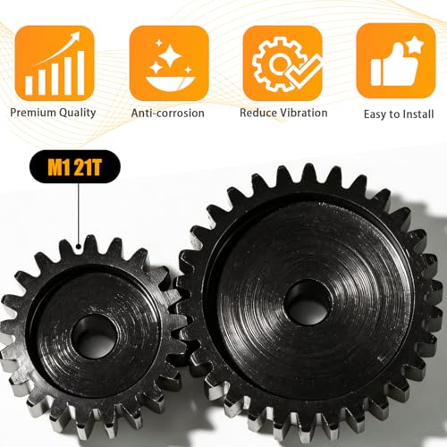 M1 Gear 21T 5mm Bore 3-Pack – High-Precision Hardened Steel Motor Pinion Gear for 1/8 1/10 RC Crawler, Monster Truck, Short Course Truck & Boat (Compatible with Traxxas Axial, FMS, HSP Redcat Losi) - style: M1 3Pcs 21T