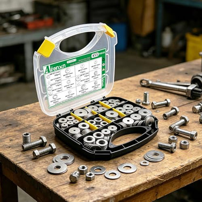 455PCS 304 Stainless Steel Fender Washer Assortment Kit, Washers for Bolts, 15 Metric Sizes Fender Washers for Screws -M3, M4, M5, M6, M8, M10, M12 for Home & Industrial Usage - size: M3-M12 (455PCS), style: Fender Washer