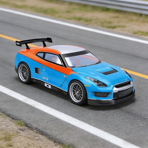 1/10 Scale RC Car Body Shell, Clear Polycarbonate 1.0mm Body with Rear Wing for 26cm Wheelbase Touring Cars (Blue Orange) - color: Blue Orange