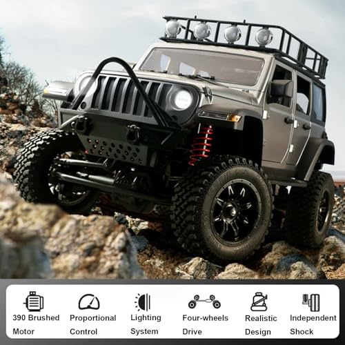 WPLDEWAN 1/12 RC Crawler MN-128 Remote Control Jeep Truck Off Road | RC Rock Crawler 4x4 All Terrain with 390 Motor Full Proportional Upgraded Chassis Opening Doors Hobby Grade Model Adult