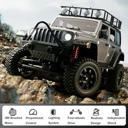 WPLDEWAN 1/12 RC Crawler MN-128 Remote Control Jeep Truck Off Road | RC Rock Crawler 4x4 All Terrain with 390 Motor Full Proportional Upgraded Chassis Opening Doors Hobby Grade Model Adult