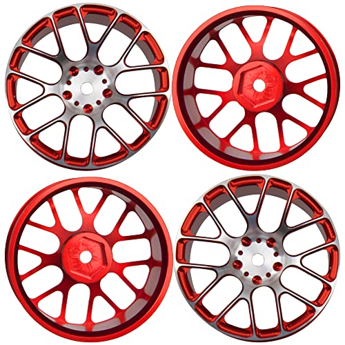 4Pcs Vgoohobby Aluminum Wheel Rims 12mm Hex Hub Width 26mm Compatible with 1/10 Tamiya TT-01 Kyosho RedCat Sakura HSP HPI 1/10 On-Road Racing Touring RC Drift Car (Red) - color: Red