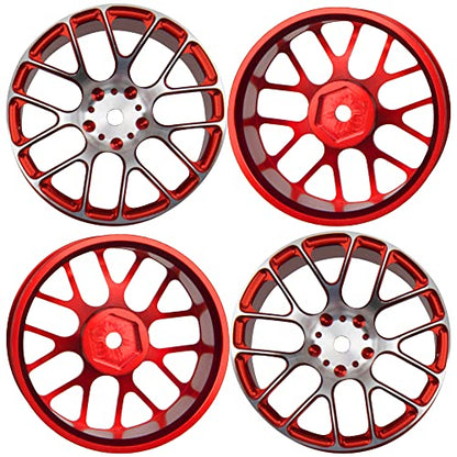 4Pcs Vgoohobby Aluminum Wheel Rims 12mm Hex Hub Width 26mm Compatible with 1/10 Tamiya TT-01 Kyosho RedCat Sakura HSP HPI 1/10 On-Road Racing Touring RC Drift Car (Red) - color: Red