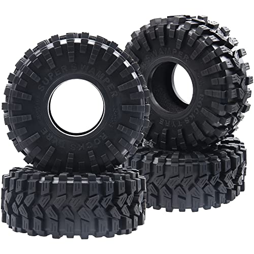 1.9 Crawler Tires 4.72" OD Rubber Tires Fit 1.9" Beadlock Wheel Rims Compatible with Traxxas TRX-4 SCX10 90047 SCX10 III AXI03007 CC01 1/10 RC Crawler