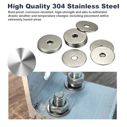 ZQZ 55Pcs 1/4" x 1-1/4" Flat Washers, 304 Stainless Steel Fender Washers, Standard Stainless Steel Washers for Screws - size: S-1/4" x 1-1/4"-55 Pieces