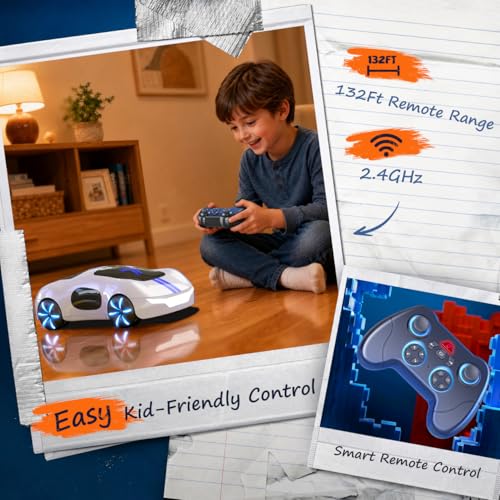 AEROQUEST Gesture Sensing RC Stunt Car for 6+ Years Old Boy and Girl Gift | Remote Control Stunt Drift USB-C Charging Light Spray Sound Gesture Sensing Spotrs Birthday Holiday 6 7 8 9 10 11 12 - color: White