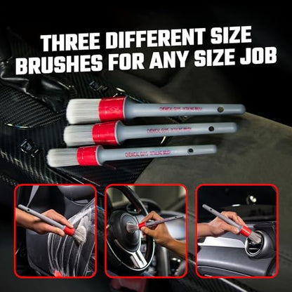 Chemical Guys, All in the Details Interior Detailing Brush Set, 3-Piece | Three soft, durable brushes reach vents, consoles, buttons and trim to lift dust and grime from tight spots - style: Interior Brushes