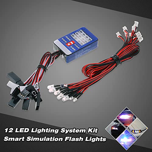 Goolsky 12 LED Lighting System Kit Steering Brake Smart Simulation Flash Lights for 1/10 Scale Models RC Car Yokomo Tamiya HSP HPI AXIAL RC4WD Traxxas