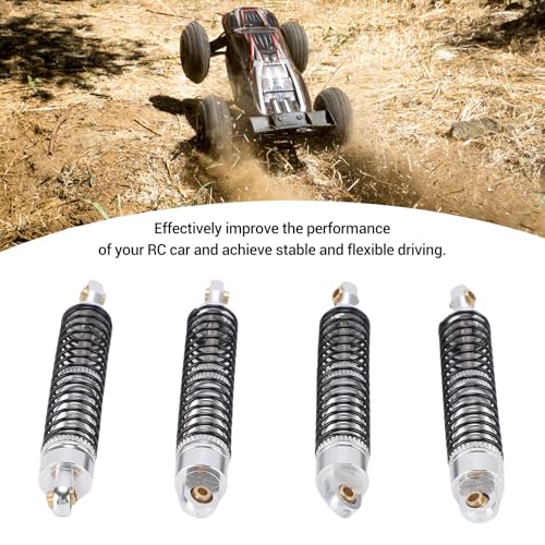 Aramox RC Shock Absorbers, 59mm Threaded 18 Adjustable Shock Absorbers Oil Damper for 1/18 RC Crawler Silver
