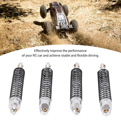 Aramox RC Shock Absorbers, 59mm Threaded 18 Adjustable Shock Absorbers Oil Damper for 1/18 RC Crawler Silver