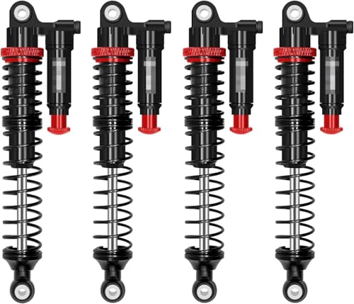 RC Shock Absorbers (4-Pack) - 110mm Aluminum Oil Dampers with Piggyback Reservoirs & Adjustable Damping for 1/10 SCX10 II III D90 Upgrade(4PCS Black) - color: 4pcs Black