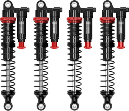 RC Shock Absorbers (4-Pack) - 110mm Aluminum Oil Dampers with Piggyback Reservoirs & Adjustable Damping for 1/10 SCX10 II III D90 Upgrade(4PCS Black) - color: 4pcs Black