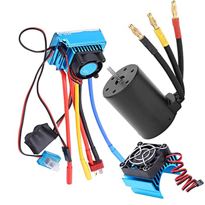 3650 2300KV Brushless Motor and 60A ESC Combo with Heat Sink, fit for /10 RC Cars, High Performance Sensorless Speed Controller Set Truck
