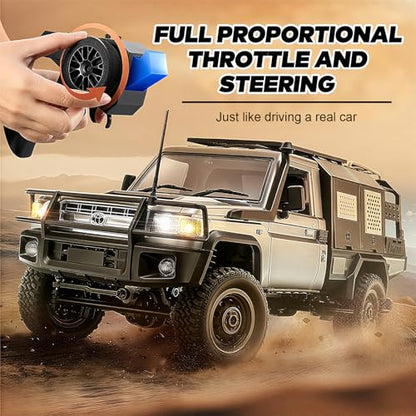 jaming WPL MN82S 1/12 RC Rock Crawler, 2.4Ghz Remote Control Truck, 4WD Off-Road RC Pickup with LED Lights Hobby Grade Toy Gifts for Adults Kids (MN-82S LC79) - color: Black